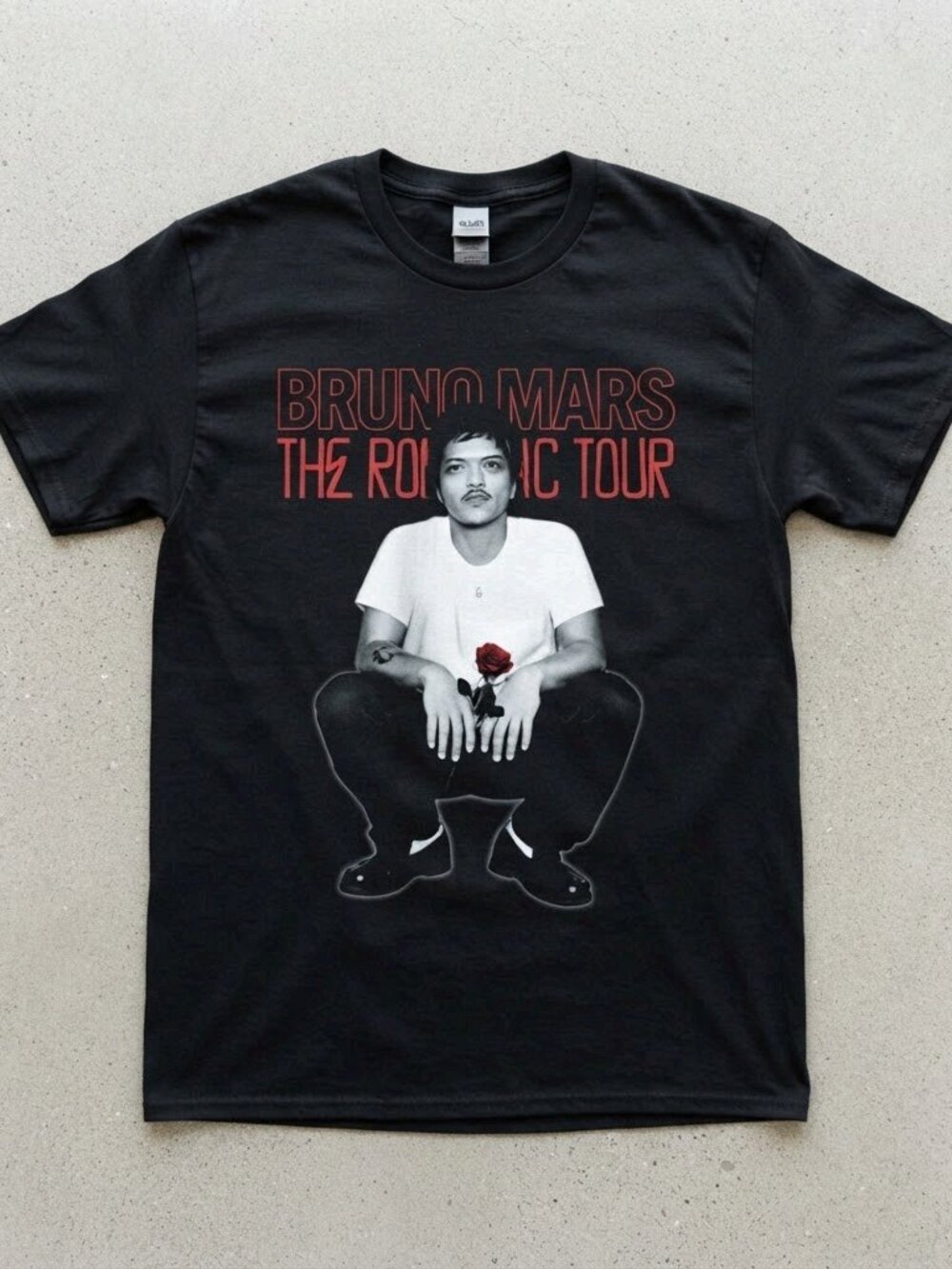 Bruno Mars The Romantic Tour 2026 Graphic Black T-Shirt S-4XL